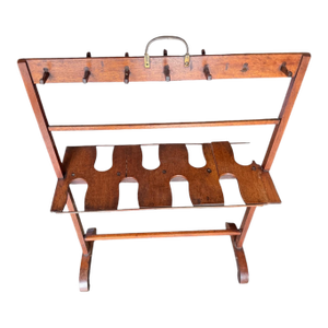 Antique Wooden Boot & Shoe Rack Stand With Brass Handle