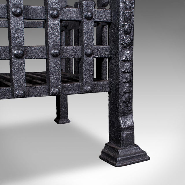 Antique Fire Basket, English, Wrought Iron Fireplace Grate, Victorian, c.1885 For Sale - Image 10 of 10