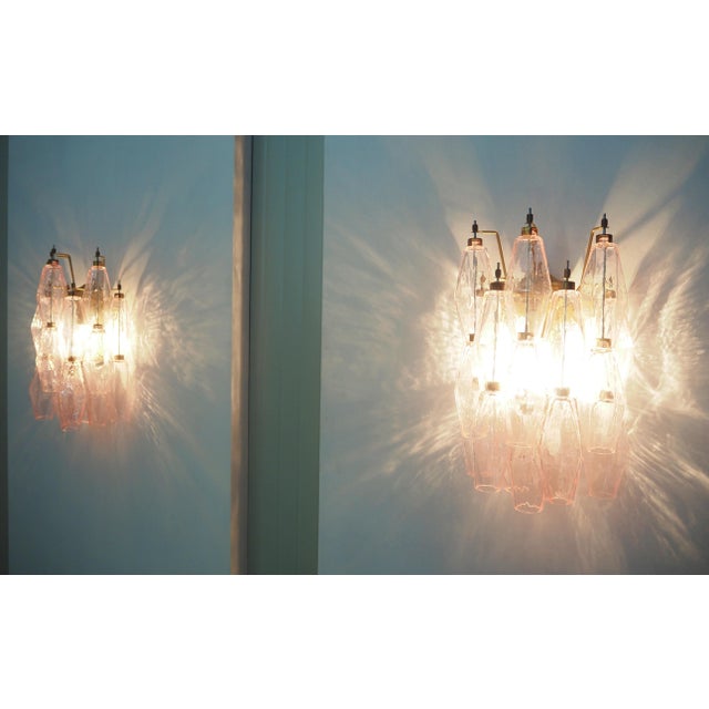 Vintage Italian Poliedri Pink Glass Wall Sconces, 1990, Set of 2 For Sale - Image 9 of 13