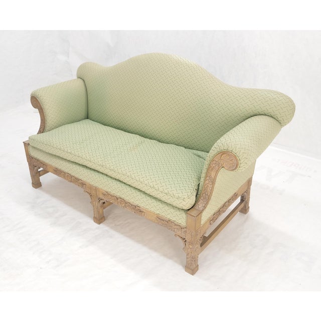 Very Fine Carved Bleached Mahogany Camel Back Compact Sofa Stretcher Base 1960s For Sale - Image 12 of 12