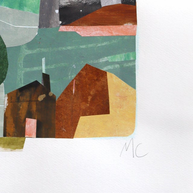 Twin Trees at Sunrise - Original Colorful Cityscape Watercolor Landscape Collage Mixed Media Work on Paper by Maria C Bernhardsson For Sale In Los Angeles - Image 6 of 7