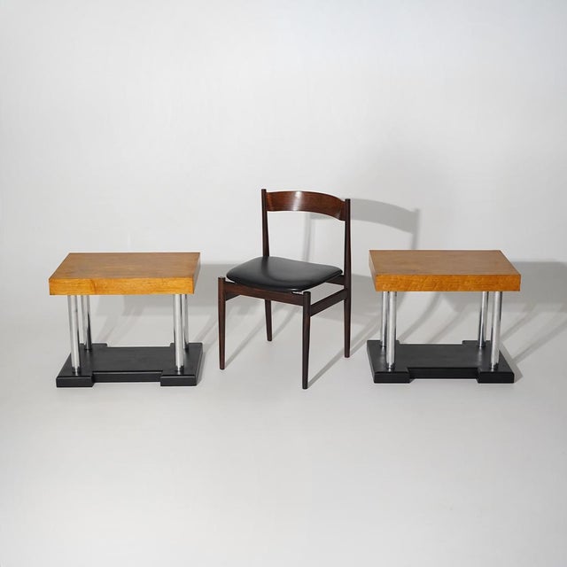 Stools in Birdseye Maple and Chromed Metal, 1930s, Set of 2 For Sale - Image 16 of 17