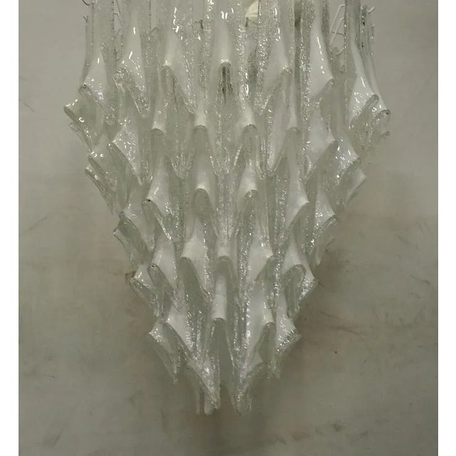 Mid-Century Murano Round Transparent White Color Chandelier For Sale - Image 10 of 11