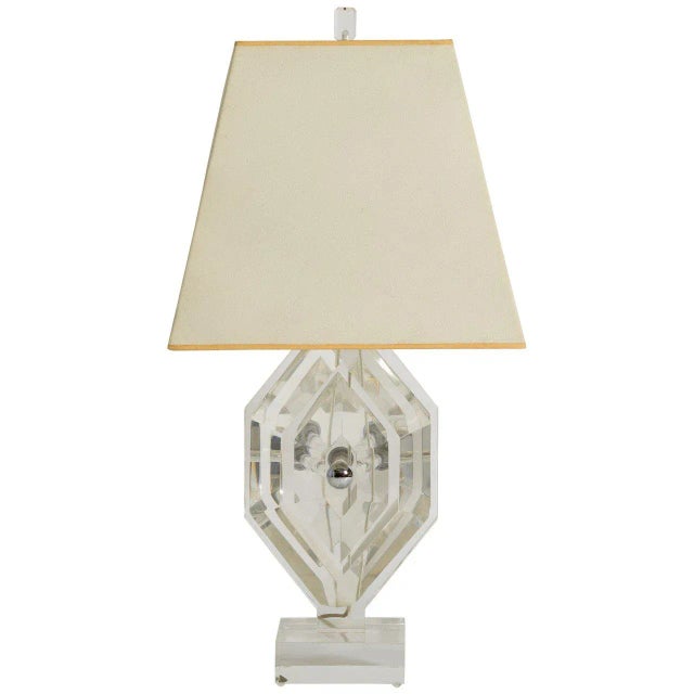 Les Prismatiques Lucite Lamp For Sale - Image 9 of 9