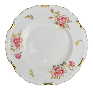 Porcelain Royal Crown Derby Plate in Pinxton Roses Pattern 1940s