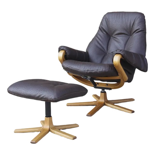 Set of Swedish Lounge Chair with Ottoman from Göte Möbler, 1960s For Sale