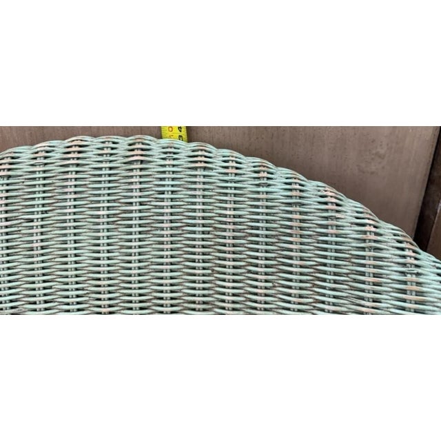 Shabby Chic Late 20th Century Pair of Hollywood Production Sage Green Wicker Tub Armchairs For Sale - Image 3 of 4