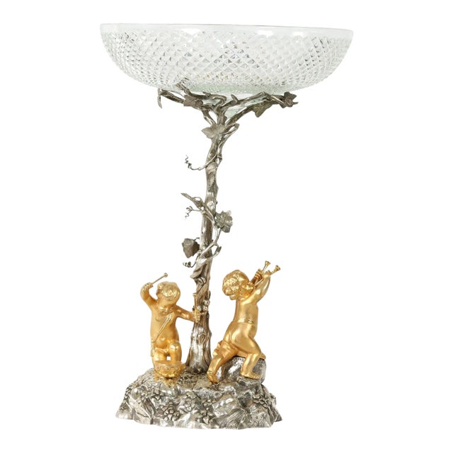 English Elkington Silver Plated / Cut Crystal Epergne - a Pair For Sale