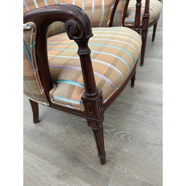 1990s Set of Wood Upholstered Chairs For Sale - Image 4 of 6