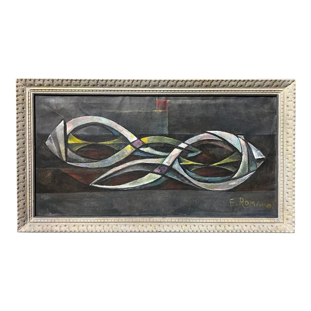 1952 E. Romano "Abstractions" Oil Painting on Canvas For Sale