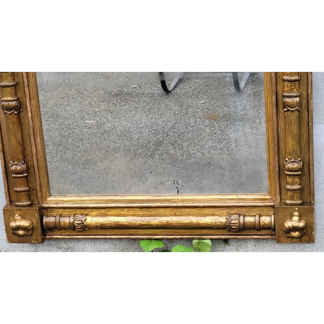 Antique American Federal Giltwood Wall Mirror c.1820 Original 19th Century Gold For Sale - Image 10 of 17
