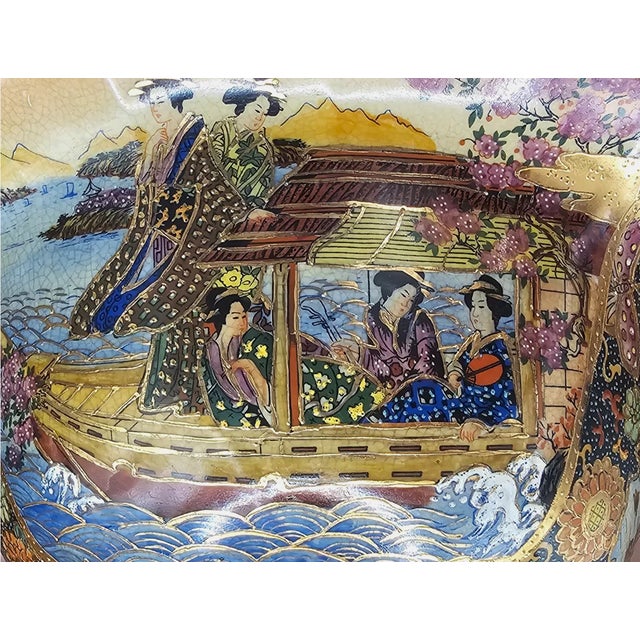 Beautiful Satsuma Hand-Painted China Gold Pedestal Bowl Centerpiece 11.5" For Sale In Atlanta - Image 6 of 8