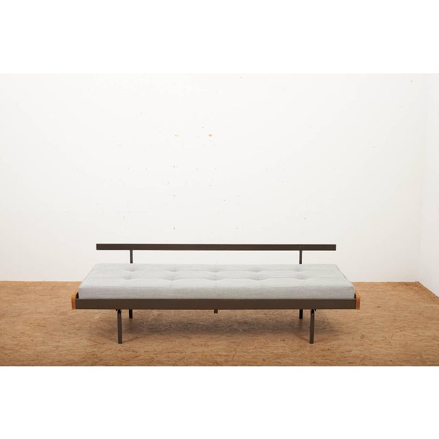 Daybed with Brown Lacquered Metal with Oak Trim Frame, Holland, 1970 For Sale - Image 3 of 11