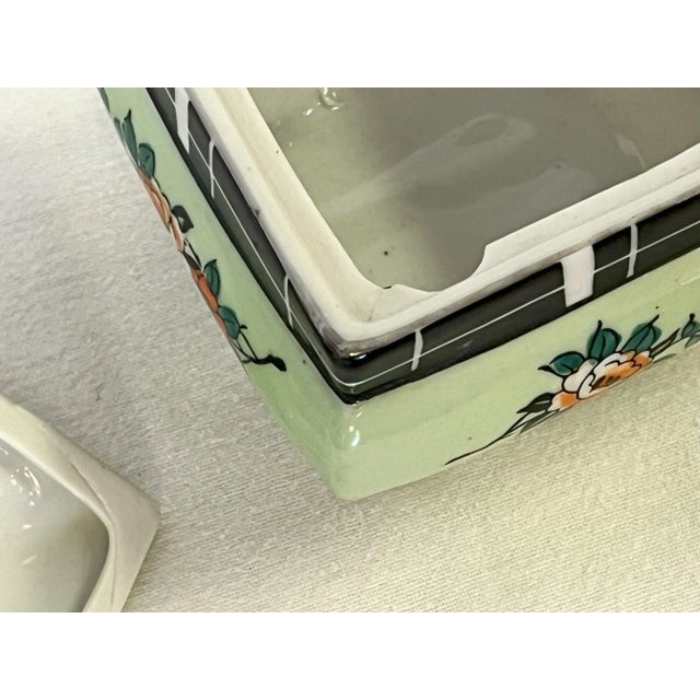 Early 1900's Hand Painted Porcelain Box Made in Japan For Sale - Image 11 of 11