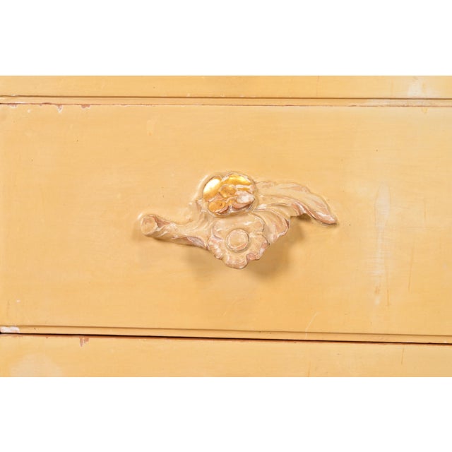 Cream Antique Italian Louis XV Cream Lacquered and Gold Gilt Monumental Sideboard Credenza, Circa 1940s For Sale - Image 8 of 15