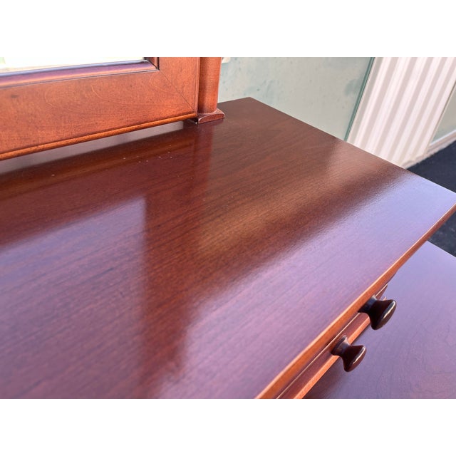 Stanley Furniture 1990s Stanley Furniture 13-Drawer Black and Cherry Tall Chest of Drawers With Dressing Mirror For Sale - Image 4 of 12