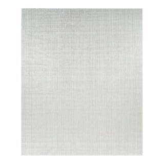 Rug & Kilim’s Oversized Textural Rug in Solid White and Silver-Gray Striae - 14x17 For Sale