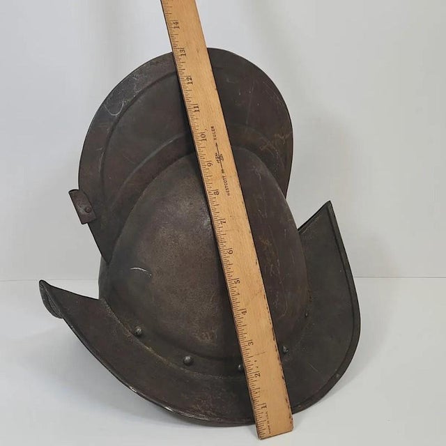 Metal Antique 17th Century Medieval Spanish or German Comb Morion Helmet For Sale - Image 7 of 16