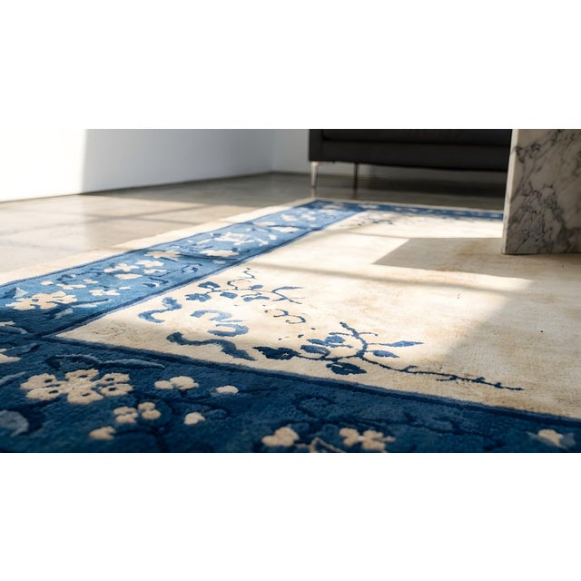 Ivory Antique Chinese Peking Rug For Sale - Image 8 of 9