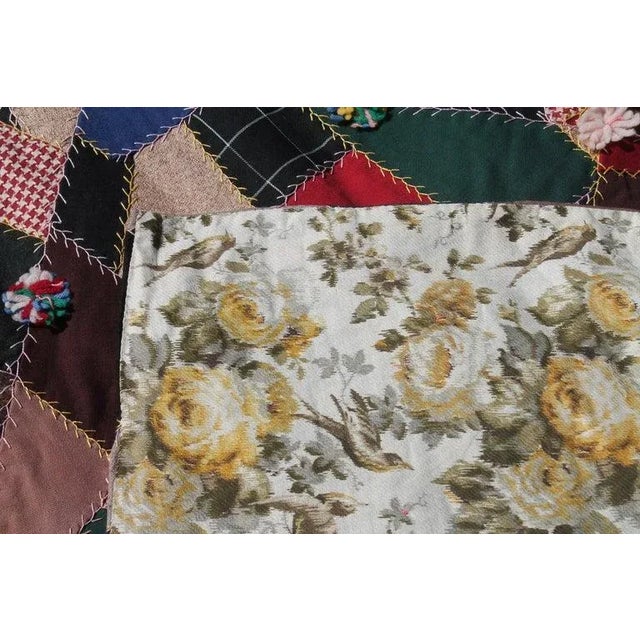 Antique Quilt, 19th Century Wool Crazy Quilt From Pennsylvania For Sale In Los Angeles - Image 6 of 9