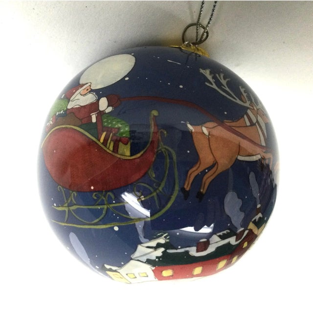 Vintage Hand Painted Glass Hanging Ornament Santa Clause For Sale - Image 4 of 10