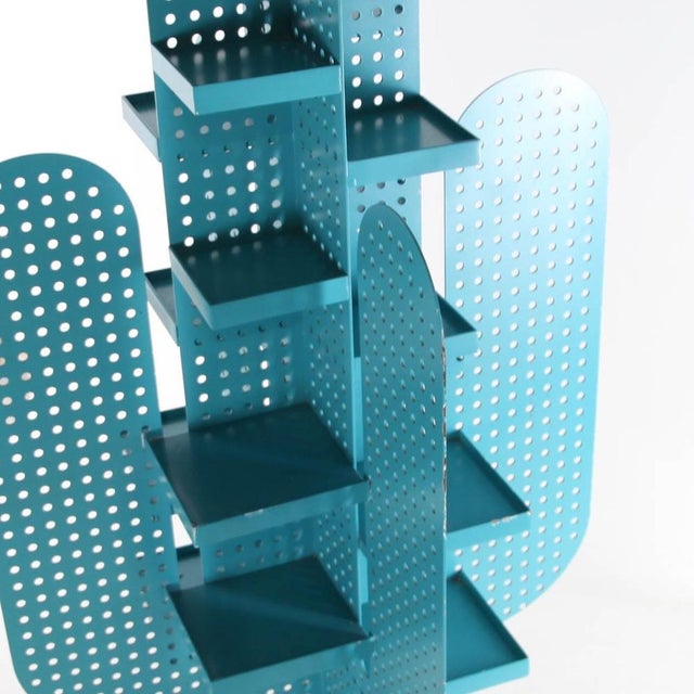 Metal Cactus Shelf in Perforated Metal, 1980s For Sale - Image 7 of 18