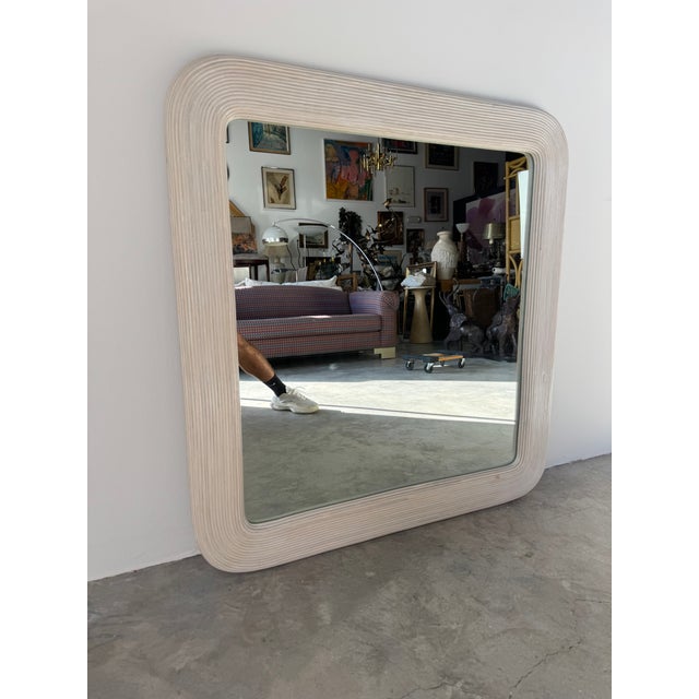 Wood 1970’s Vintage Gabriella Crespi Style Pencil Reed Wall Mirror For Sale - Image 7 of 10
