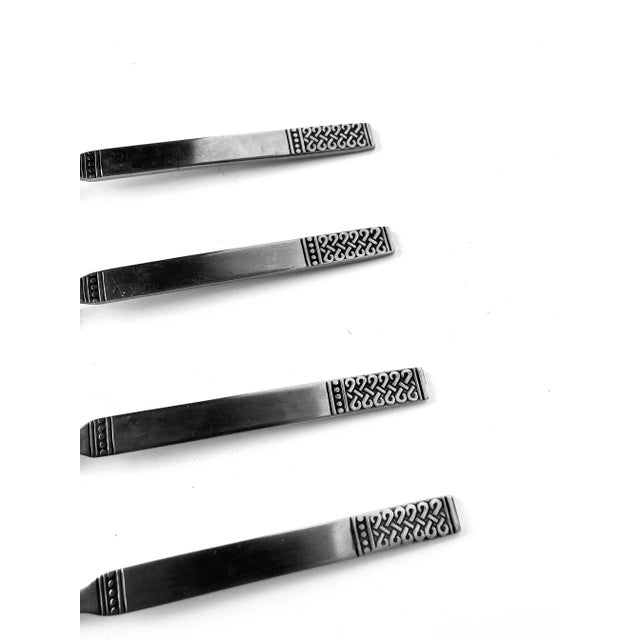 Mid-Century Modern Vintage Danika Stainless Steel "Celtic Knot" Pattern Table Spoons- Set of 4 For Sale - Image 3 of 5