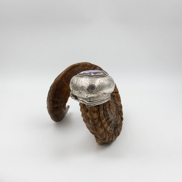 Metal Scottish Ram’s Horn Snuff Mull Scotland, Circa 1890 For Sale - Image 7 of 8