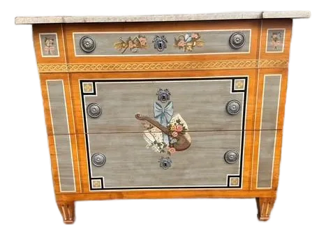 Drexel Heritage Neoclassical Hand-Painted Chest With Faux Marble