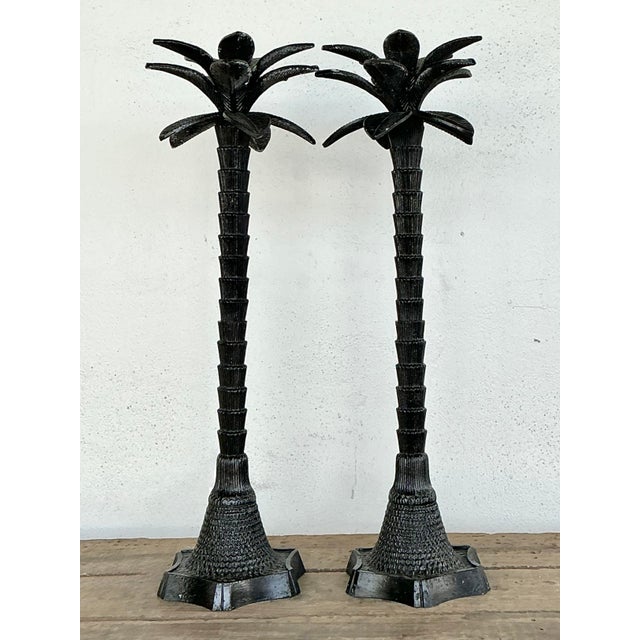 Vintage Monumental Palm Tree Candlesticks - A Pair For Sale In West Palm - Image 6 of 12