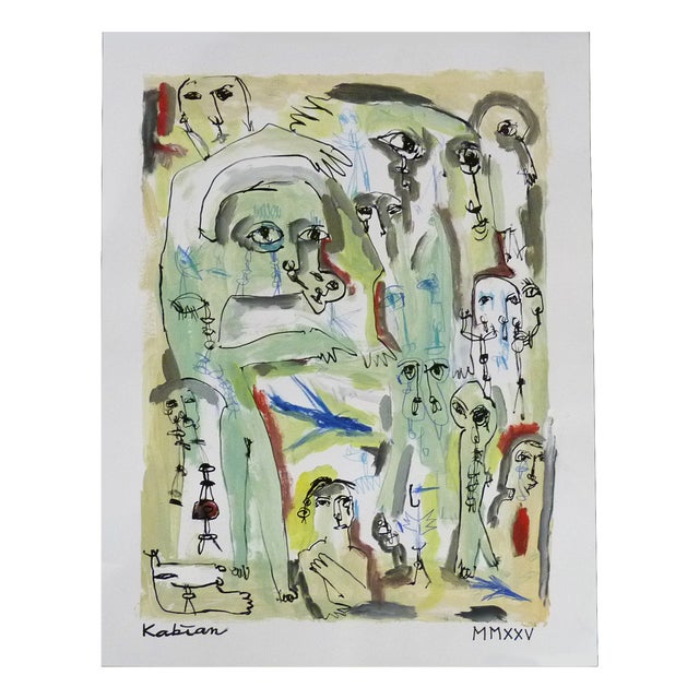 Kabian, 1980s, Paint & Paper For Sale