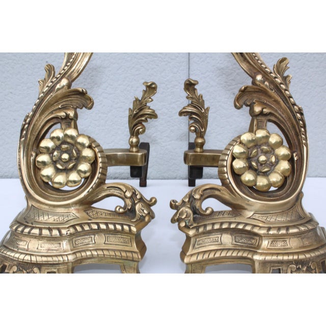 1950s French Brass Andirons - A Pair For Sale In New York - Image 6 of 13