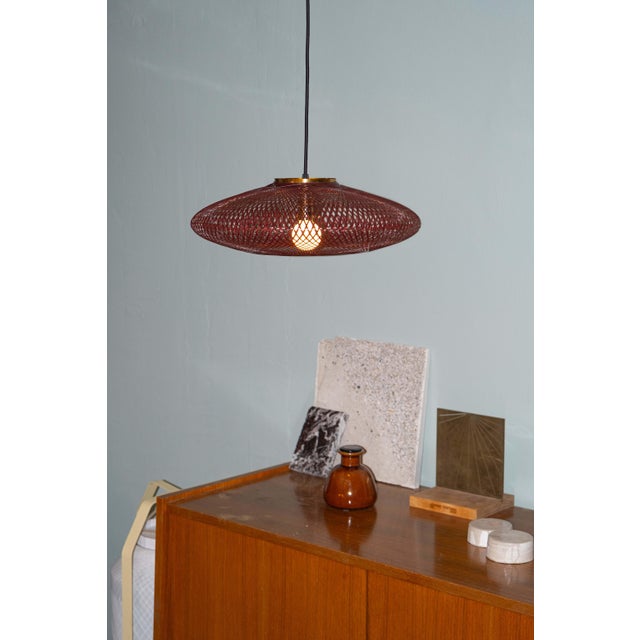 Medium Ufo Wine Red Flat Fiber Pattern Lamp by Atelier Robotiq For Sale - Image 4 of 8