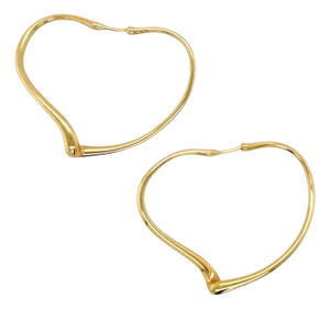 Late 20th Century Pair of Tiffany & Co., Elsa Peretti, 18k Yellow Gold Large Open Heart Hoop Earrings