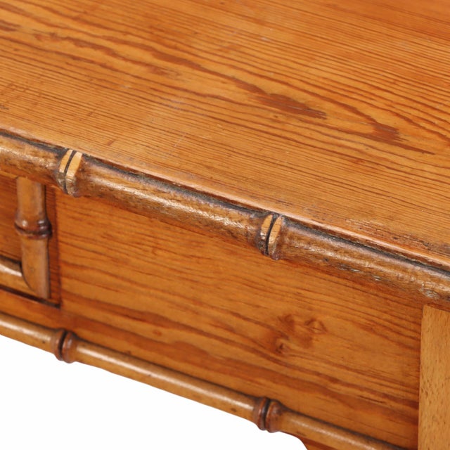 Traditional A French Faux Bamboo Pine and Maple Side Table, C. 1880. For Sale - Image 3 of 8