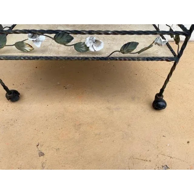Black Wrought Iron Bar Cart, Vintage For Sale - Image 8 of 13