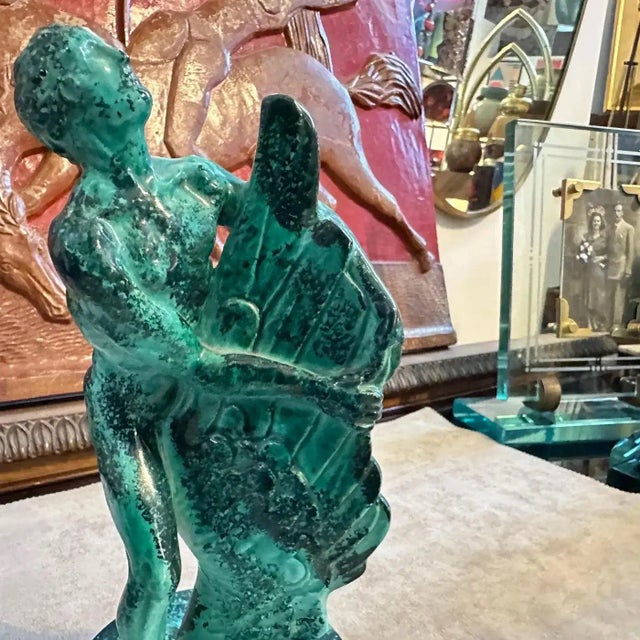 Green 1951 Mid-Century Modern Italian Green Ceramic Italian Aviation Rally Trophy For Sale - Image 8 of 8