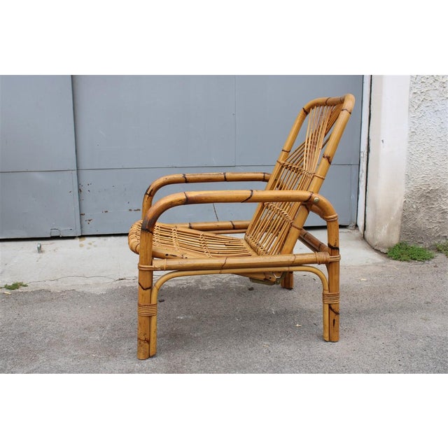 Reclining Bamboo Armchair, Italy, 1950 For Sale - Image 8 of 9