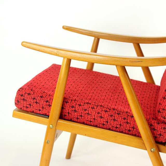 Red Mid-Century Modern Boomerang Chair from Ton, Czechoslovakia, 1960s For Sale - Image 8 of 11
