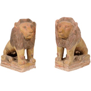 British Colonial Terracotta Lions - a Pair For Sale