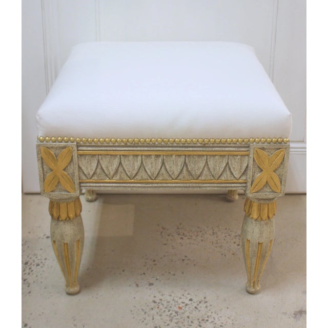 Traditional Swedish Gustavian Leaf Tip Stool For Sale - Image 3 of 3