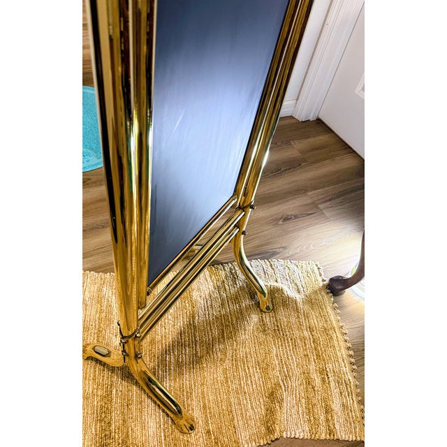 1960s Fabulous Hollywood Regency Brass Floor Mirror For Sale - Image 11 of 15