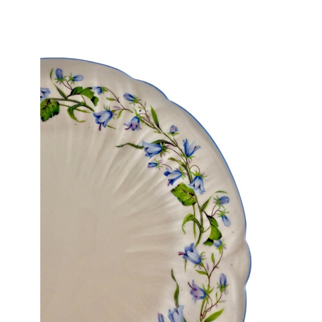 Shelley Shelley England “Harebell” Salad Plates – Set of 6 Blue & White Vintage Fine Bone China, Oleander Shape For Sale - Image 4 of 9