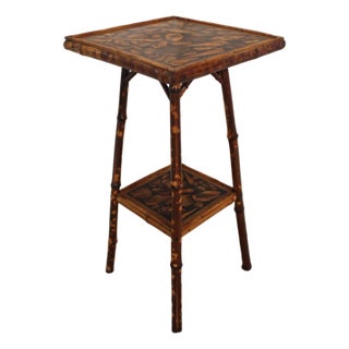 Circa 1880s English Two-Tire Square Bamboo Side Table For Sale