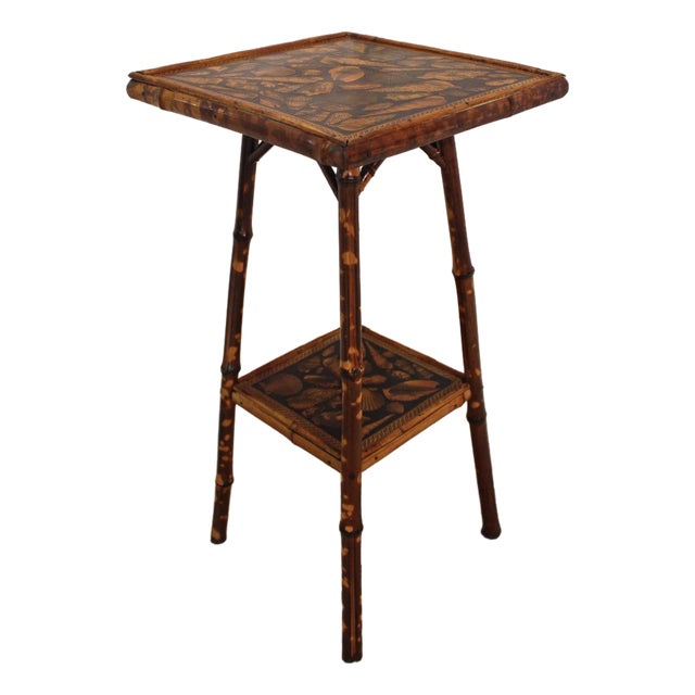Circa 1880s English Two-Tire Square Bamboo Side Table For Sale
