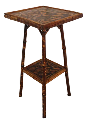 Circa 1880s English Two-Tire Square Bamboo Side Table