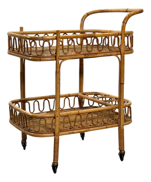 Rattan and Bamboo Bar Cart, 1970s