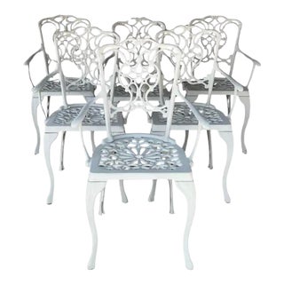 Cast Aluminum Patio Chairs, Set of Six For Sale