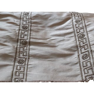 Final markdown.Antique Silk Gold and Greek Key Stripe Fabric - 1 1/2 Yards For Sale